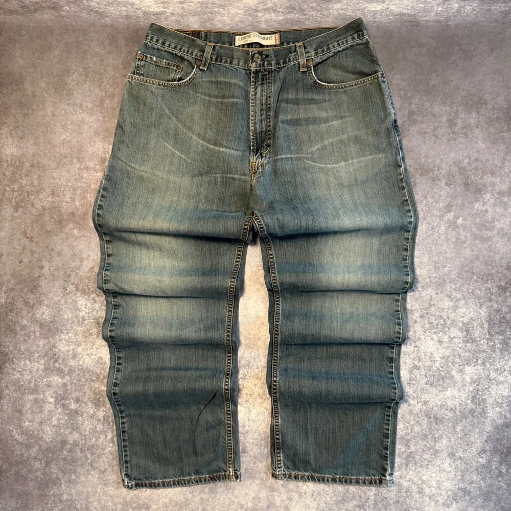 VTG Levis 569 Loose Straight Jeans Mens 36x34 Blue Medium Wash Baggy 2005 Y2K